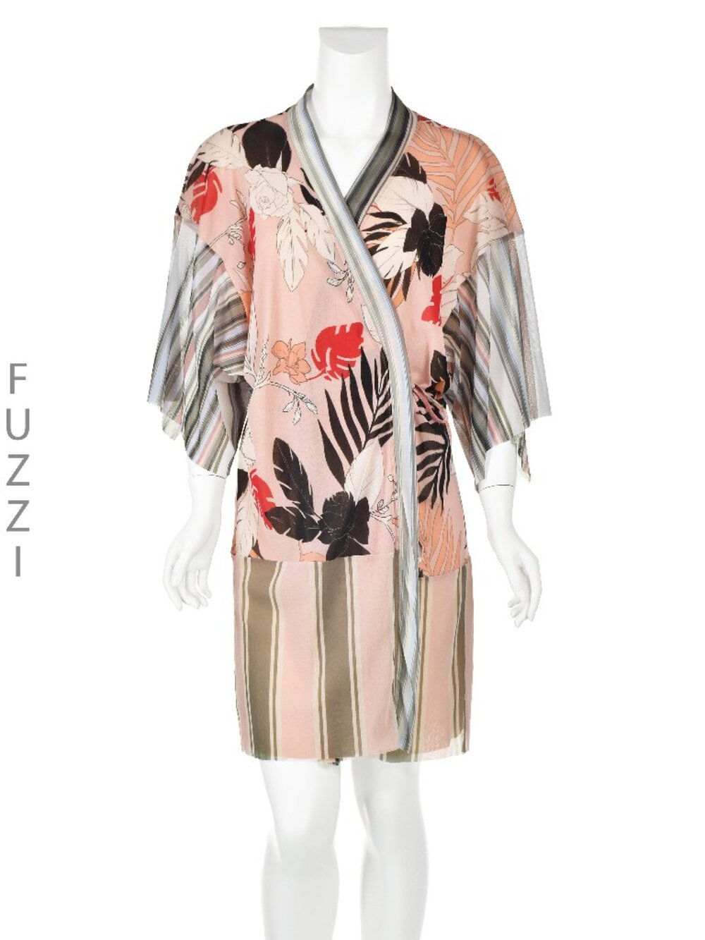 FUZZI "Sunrise Pink" Mesh Kimono/Duster/Cover Up/Dress SZ Small NWT Retail $540